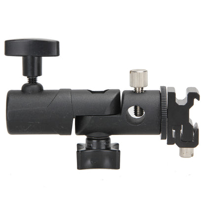 Support pivotant pour fixer un ou plusieurs flash et un parapluie réflecteur à un trépied