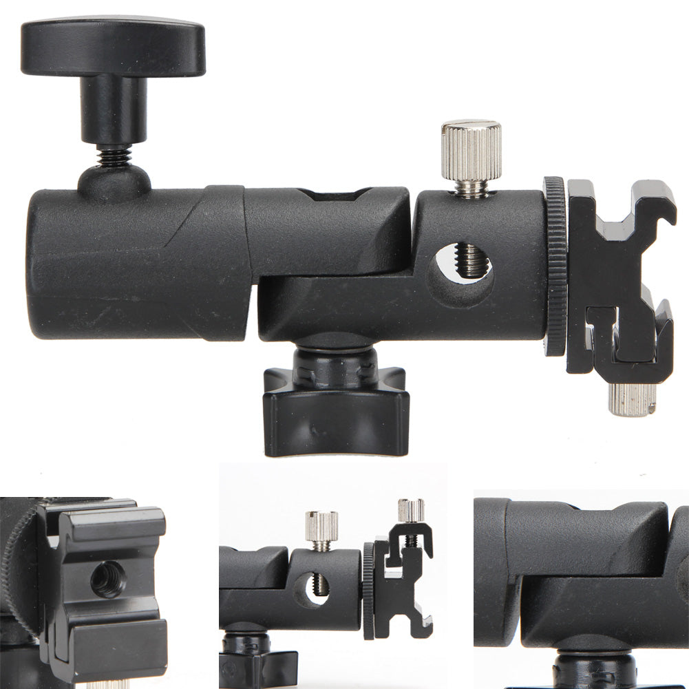 Support pivotant pour fixer un ou plusieurs flash et un parapluie réflecteur à un trépied
