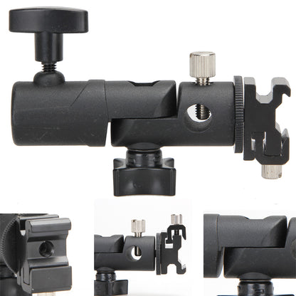 Support pivotant pour fixer un ou plusieurs flash et un parapluie réflecteur à un trépied