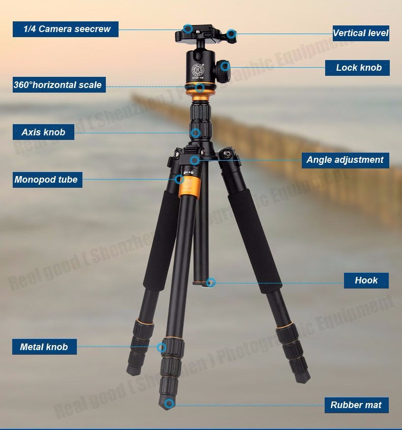 Trépied Monopod Beike QZSD Q999S 148cm 15 Kg min 38cm pour macro et shooting standard