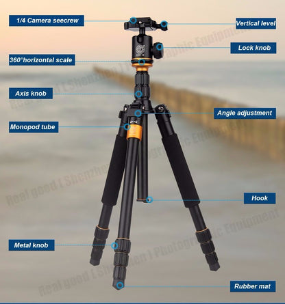 Trépied Monopod Beike QZSD Q999S 148cm 15 Kg min 38cm pour macro et shooting standard