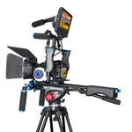 Kit de démarrage vidéo YELANGU Cage + barre épaule + Follow Focus + matbox