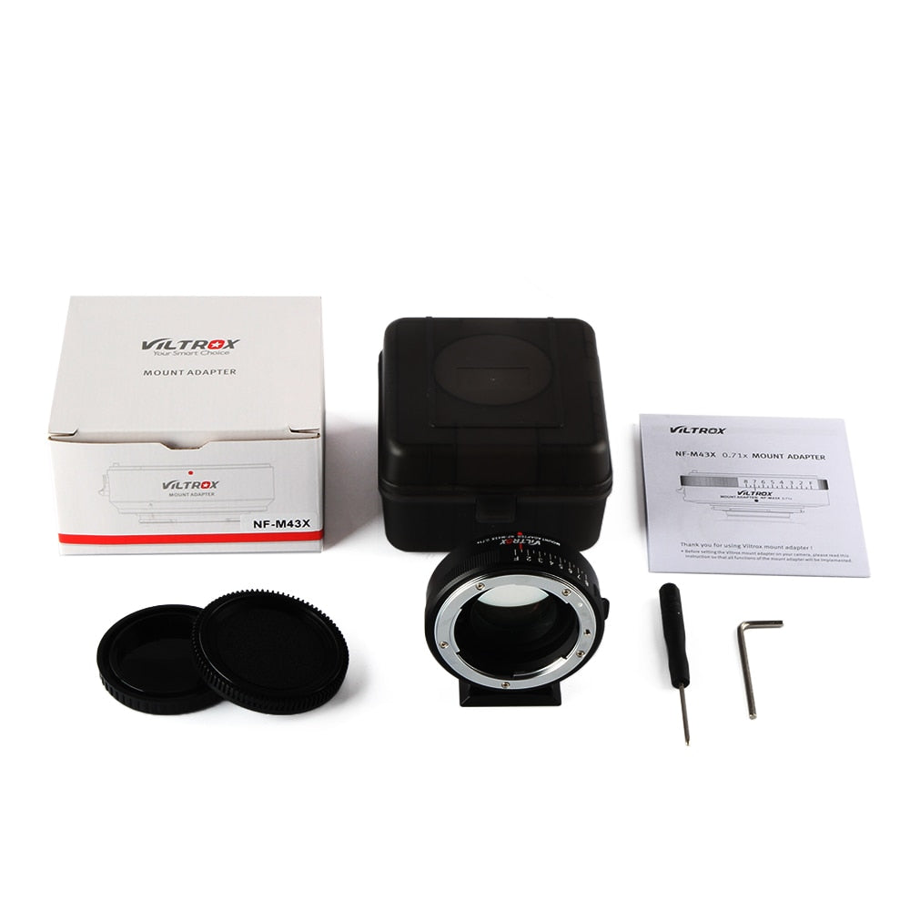 Bague d'adaptation Viltrox NF-M43X Focal Reducer Speed Booster pour Nikon vers M4/3 camera GH4 GH5 GH85 GF7 GX7