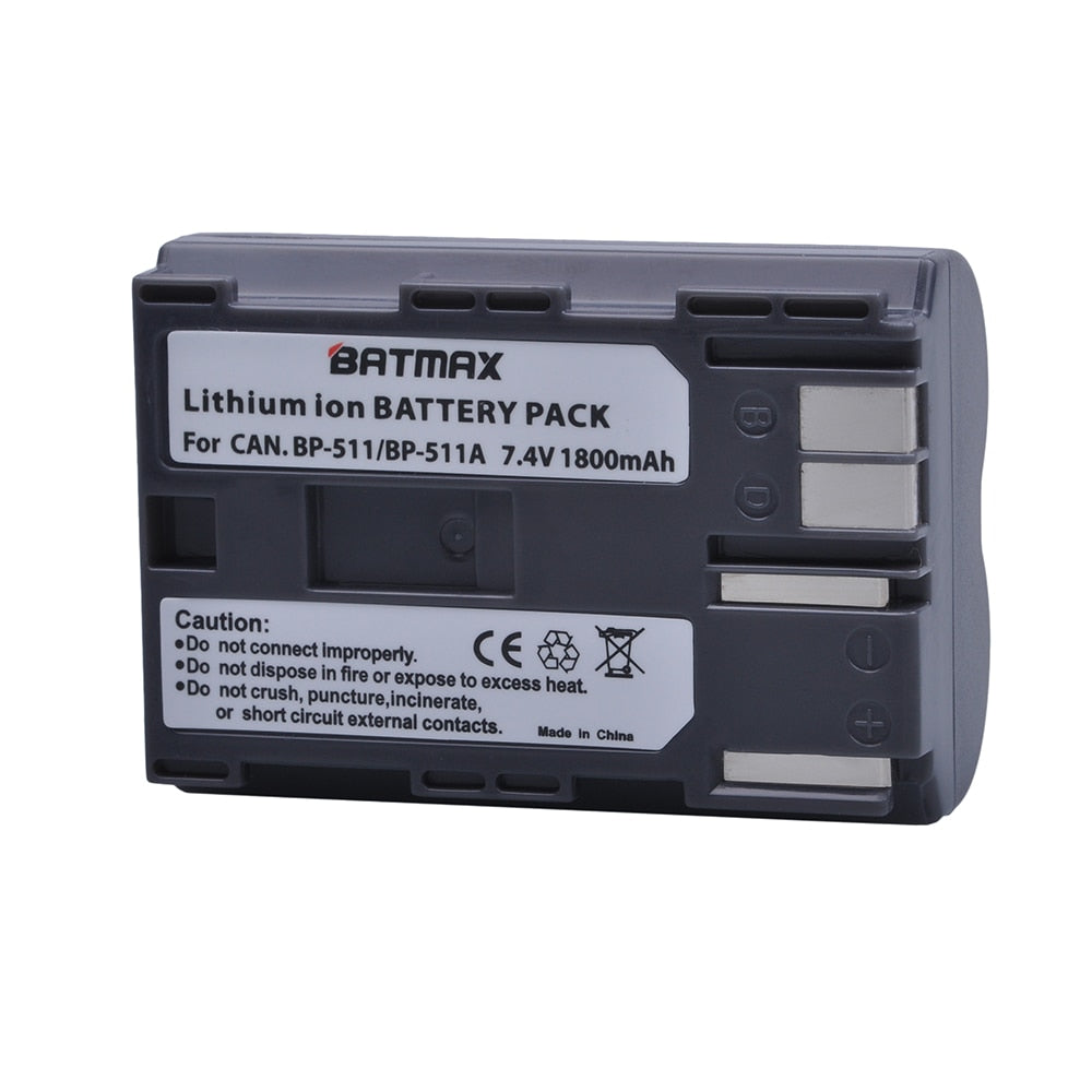 Batterie Batmax haute qualité BP-511A pour Canon G6 300D 50D 5D...