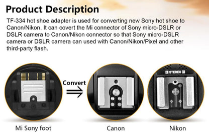 Adaptateur Flash PIXEL TF-334 pour sony A7 A7 iii A9 A7SII A7RII A7II A6000 A6500 etc...