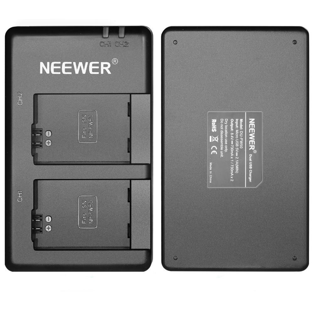 Chargeur double + 2 batteries Neewer pour Sony NP-FW50, A7R II, A7 II, A3000, A6300, A6500