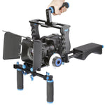 Kit de démarrage vidéo YELANGU Cage + barre épaule + Follow Focus + matbox