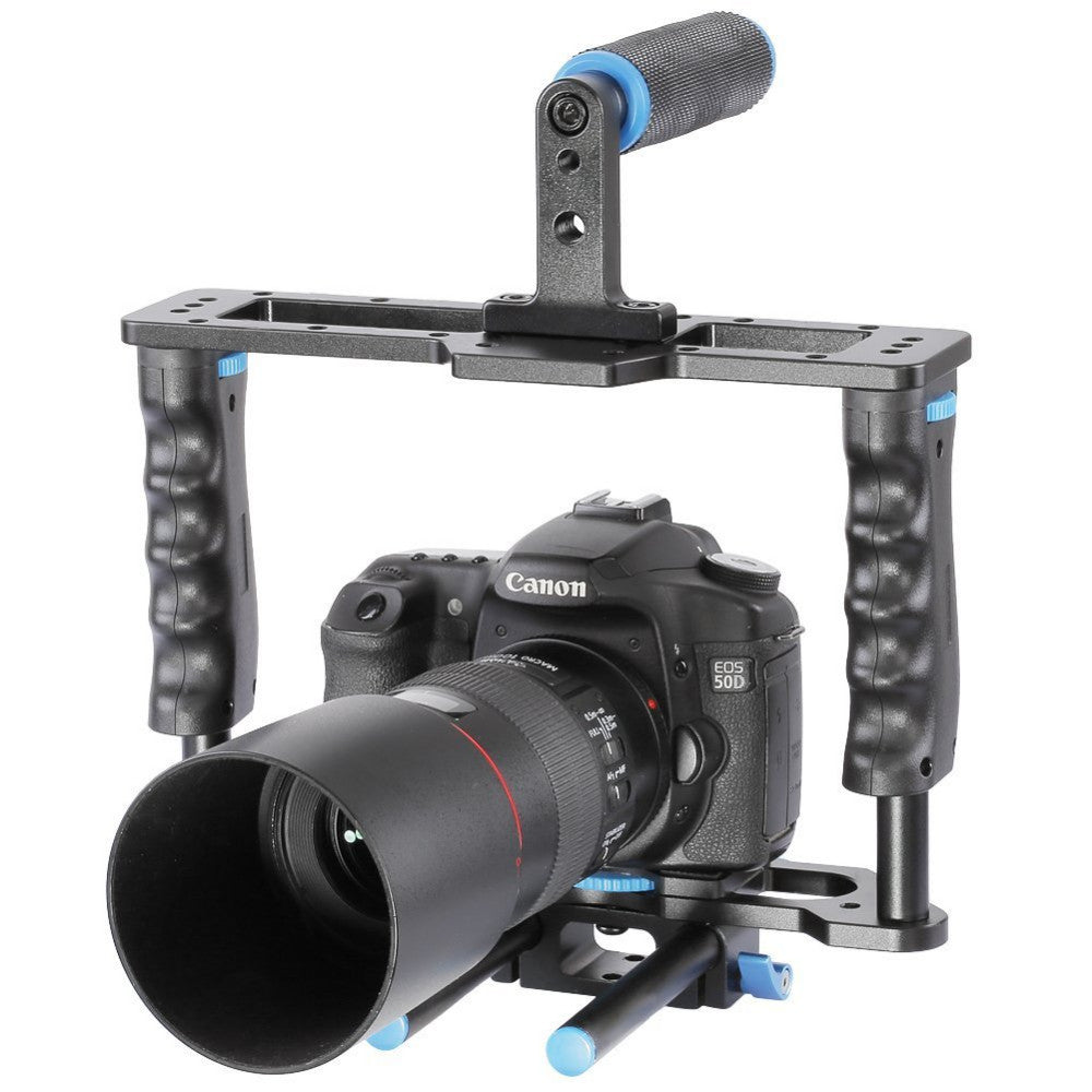 Kit de démarrage vidéo YELANGU Cage + barre épaule + Follow Focus + matbox