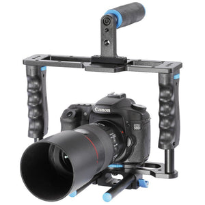 Kit de démarrage vidéo YELANGU Cage + barre épaule + Follow Focus + matbox