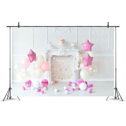 Fond de studio décor mariage, anniversaire enfant... Ballon cheminée