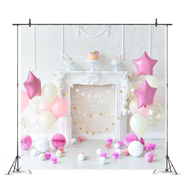 Fond de studio décor mariage, anniversaire enfant... Ballon cheminée