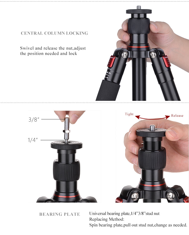 Trépied AOKA  KT284AL 2 en 1 tripod et monopod 14kg max 154cm