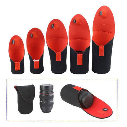 Pack de 5 housses pour objectifs ALLOYSEED Redblack Rouge et noire souples étanches pour canon nikon sony fuji ...