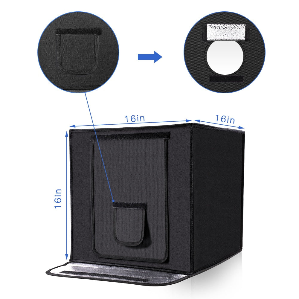 SOFTBOX TRAVOR F40 40*40 cm + LED + Fond Blanc, jaune et noir
