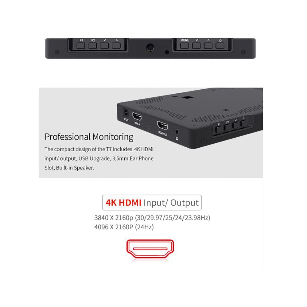 Moniteur Feelworld T7 haute qualité 7 pouces IPS 1920x1200 HDMI pour reflex 4K ...