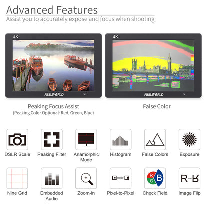 Moniteur Feelworld T7 haute qualité 7 pouces IPS 1920x1200 HDMI pour reflex 4K ...