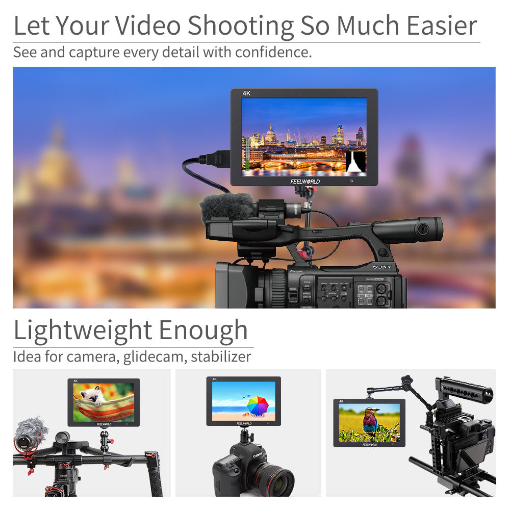 Moniteur Feelworld T7 haute qualité 7 pouces IPS 1920x1200 HDMI pour reflex 4K ...