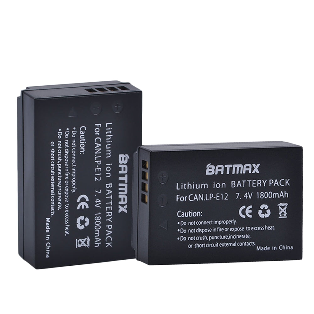 Chargeur double + 2 batteries générique LP E12 pour Canon EOS 100D M10 M50 Kiss X7 Rebel SL1