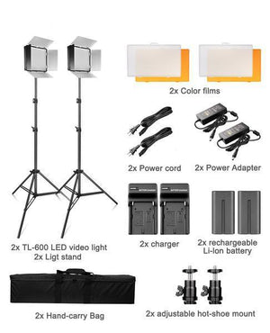 2 Panneaux de 600 LED Samtian TL-600S avec Trépied + batterie + chargeur