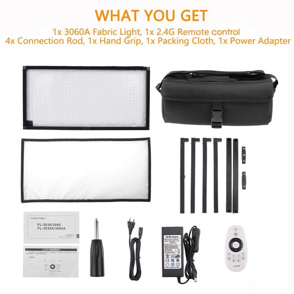 Panneau de 448 LED Samtian FL-3060A modulable + télécommande + diffuseur