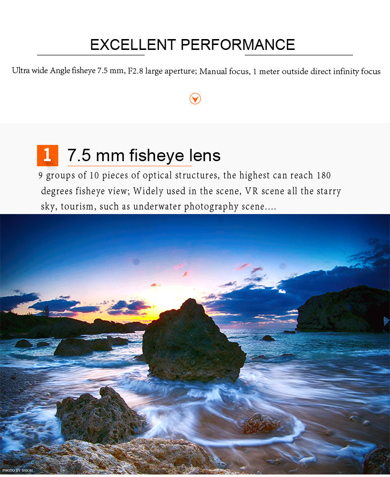 Fisheye 7.5mm F/2.8 pour Fuji, Panasonic, Sony, Canon M