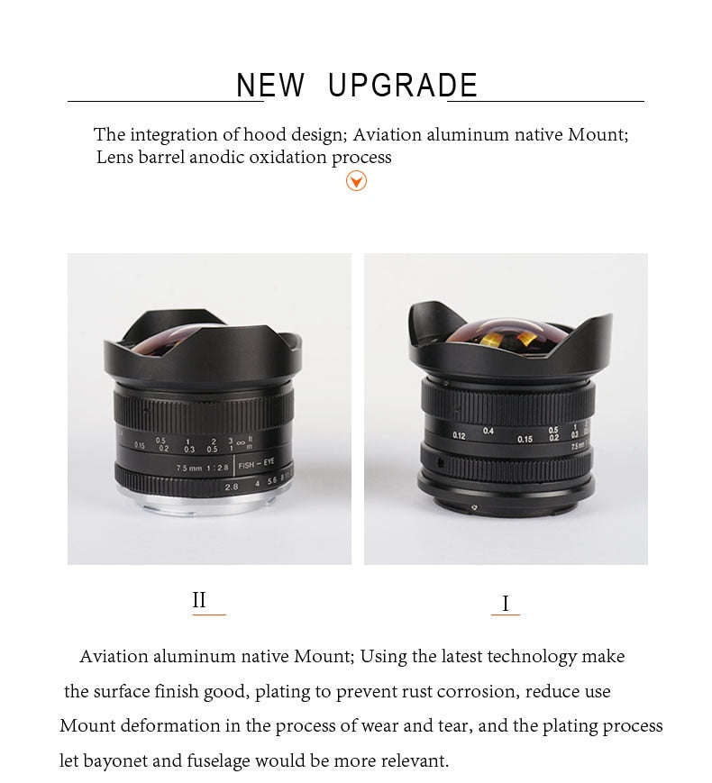 Fisheye 7.5mm F/2.8 pour Fuji, Panasonic, Sony, Canon M