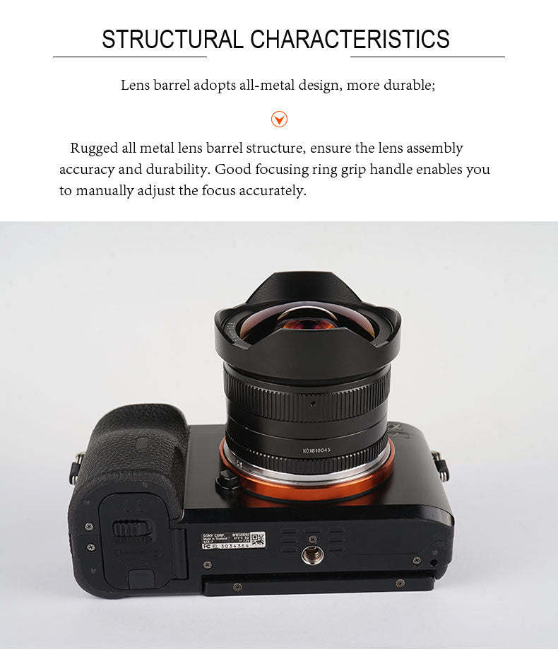 Fisheye 7.5mm F/2.8 pour Fuji, Panasonic, Sony, Canon M