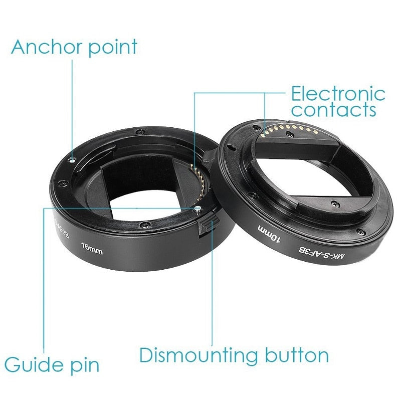 Extension ring Meike MK-S-3B AF pour macro pour Sony E-Mount A6300 A6500 A6000 A7 A7II A7III A7SII NEX-7 NEX-6 ...