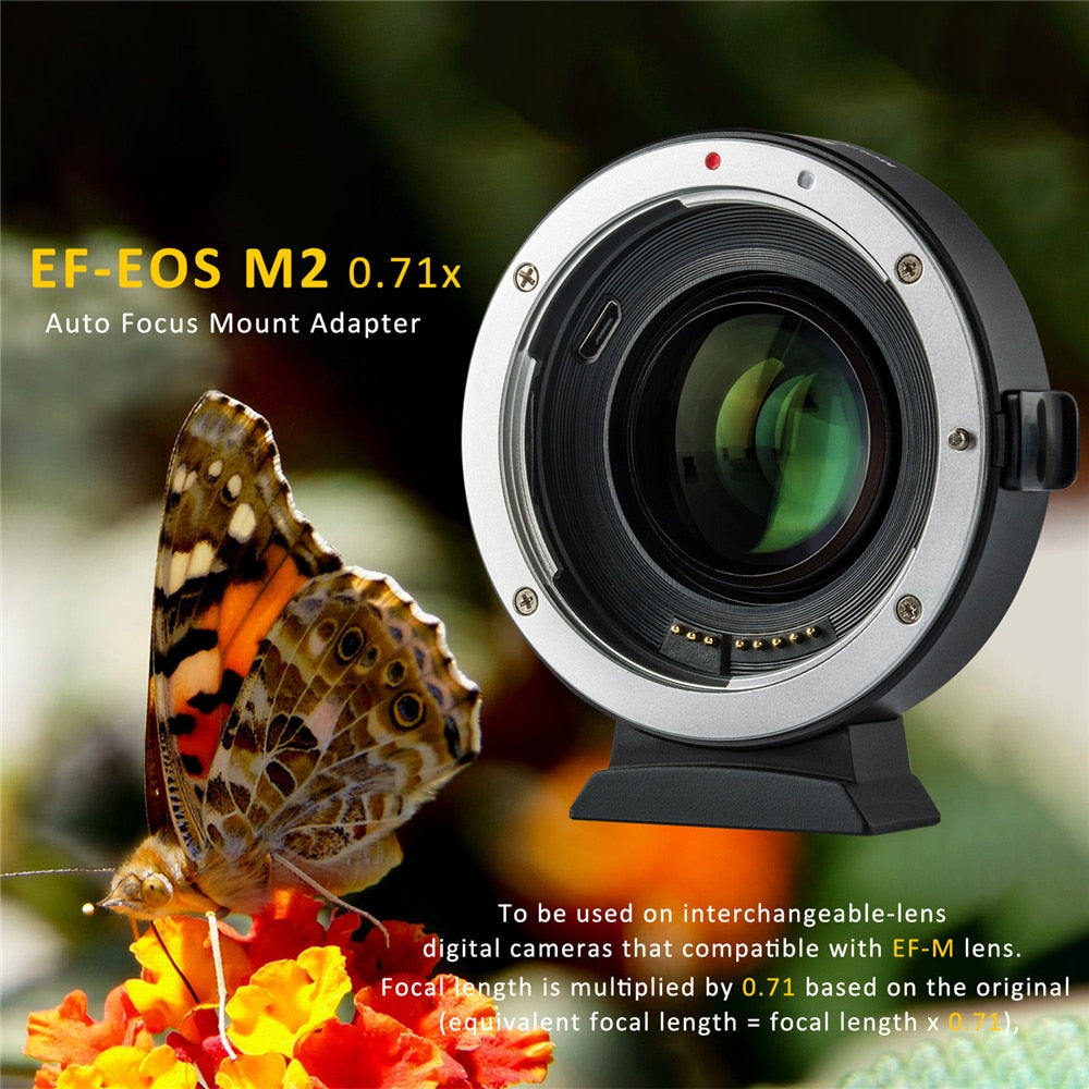 Bague d'adaptation 0.71x Viltrox EF-EOS M2 pour objectif EF à reflex Canon eos M M6 M10 M100 ...