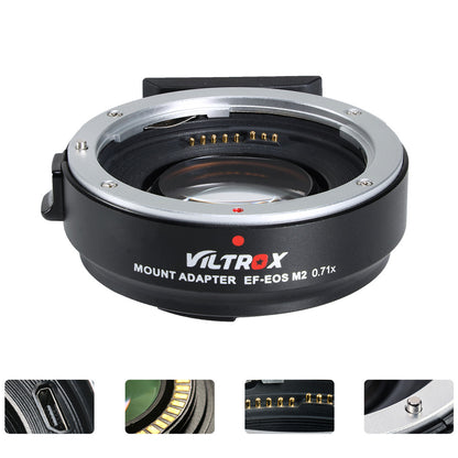 Bague d'adaptation 0.71x Viltrox EF-EOS M2 pour objectif EF à reflex Canon eos M M6 M10 M100 ...