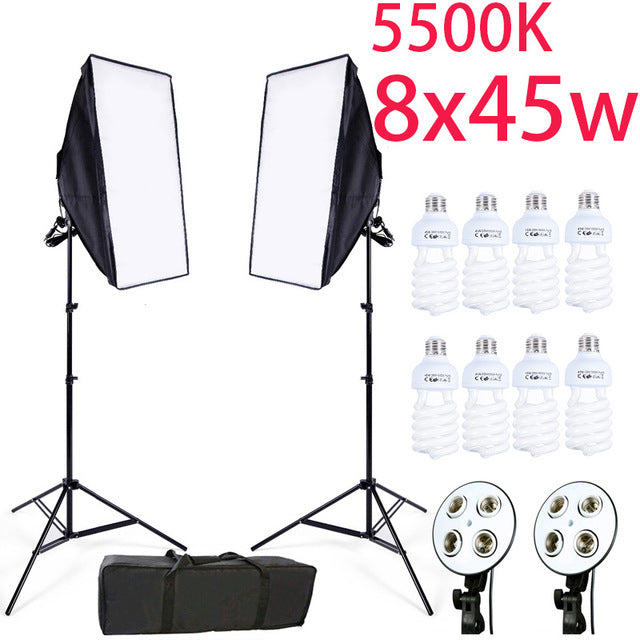 Eclairage LED studio 45W + porteur de LED + softbox + trépied