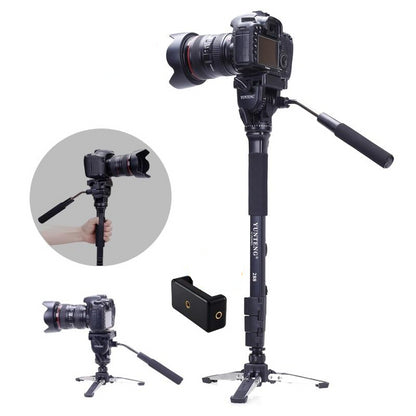 Monopod Yunteng VCT-288 1M48 3Kg + tète fluide + Support pour support reflex