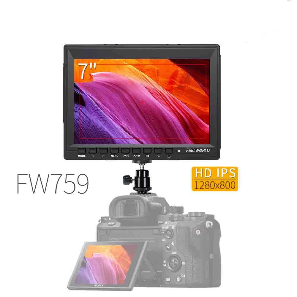 Moniteur Feelworld FW759 haute qualité 7 pouces 1280x800 HD pour reflex
