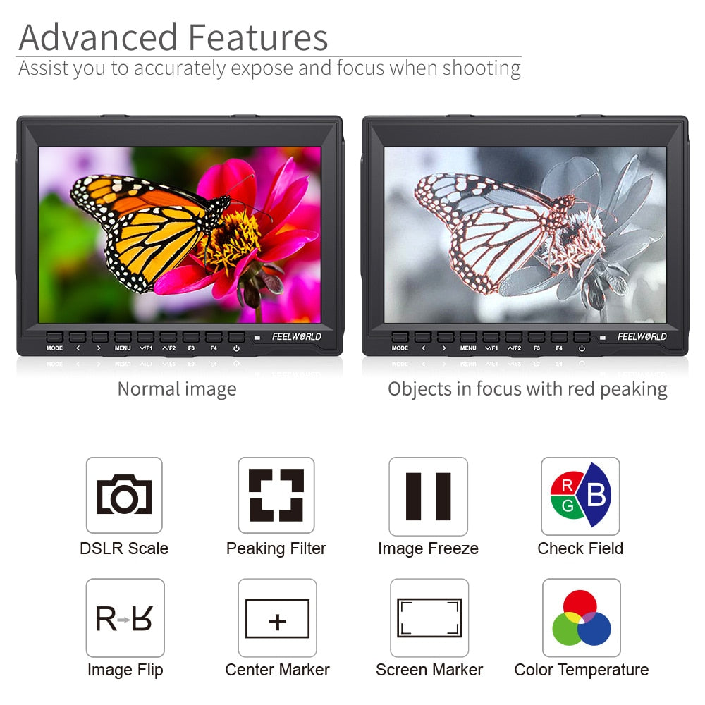 Moniteur Feelworld FW759 haute qualité 7 pouces 1280x800 HD pour reflex