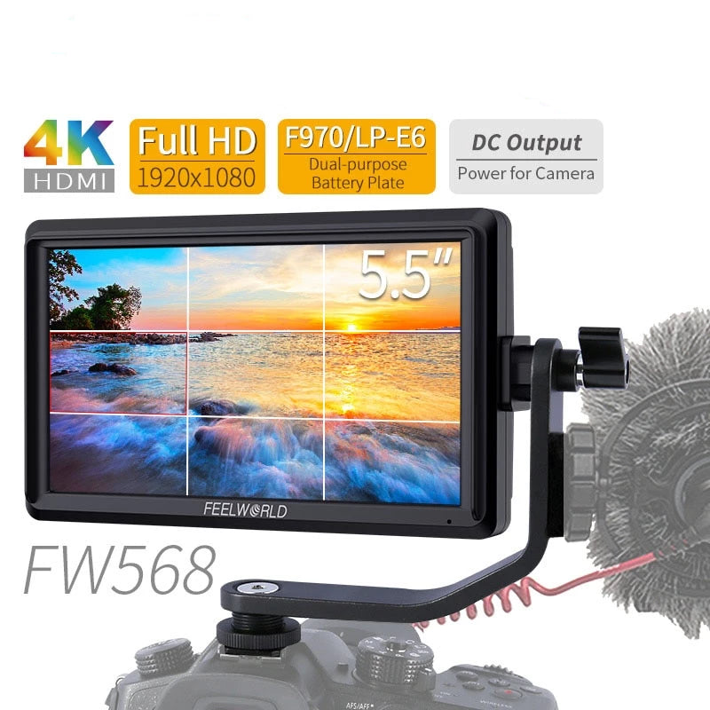 Moniteur FEELWORLD FW568 haute qualité 5.5 pouces Full HD 1920x1080 IPS pour reflex  4K HDMI Inclu