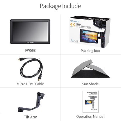 Moniteur FEELWORLD FW568 haute qualité 5.5 pouces Full HD 1920x1080 IPS pour reflex  4K HDMI Inclu