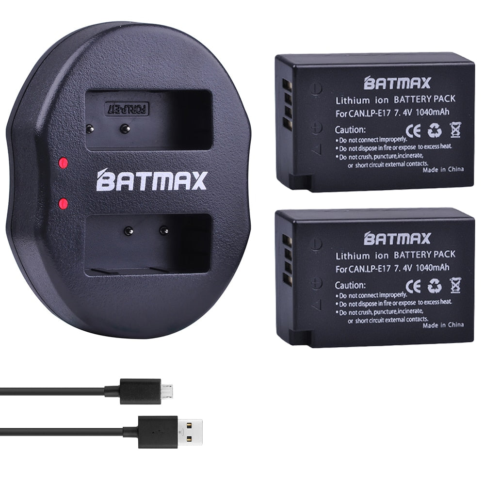 Chargeur double Batmax + 2 batteries génériques Batmax LP-E17 pour Canon 200D M6 760D 800D