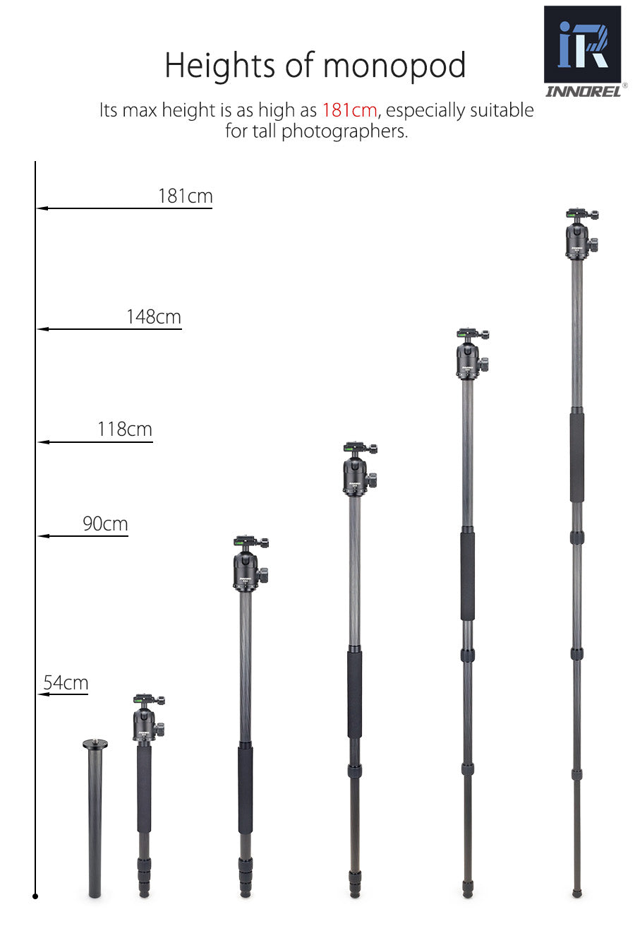 Trèpied Monopod IR RT70C en fibre de carbone 175cm 15Kg