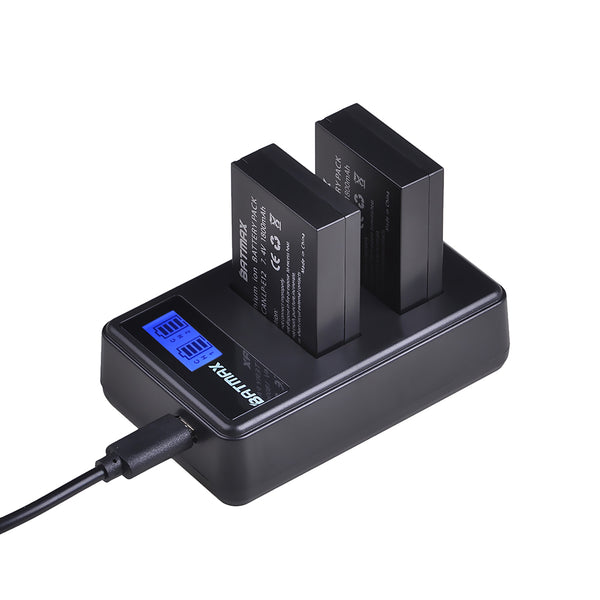 Kit 2 Batteries + Chargeur Double Pour Canon EOS 100D, M10, SX70 HS... - Compatible LP-E12 - 7.4V 820mAh - 7