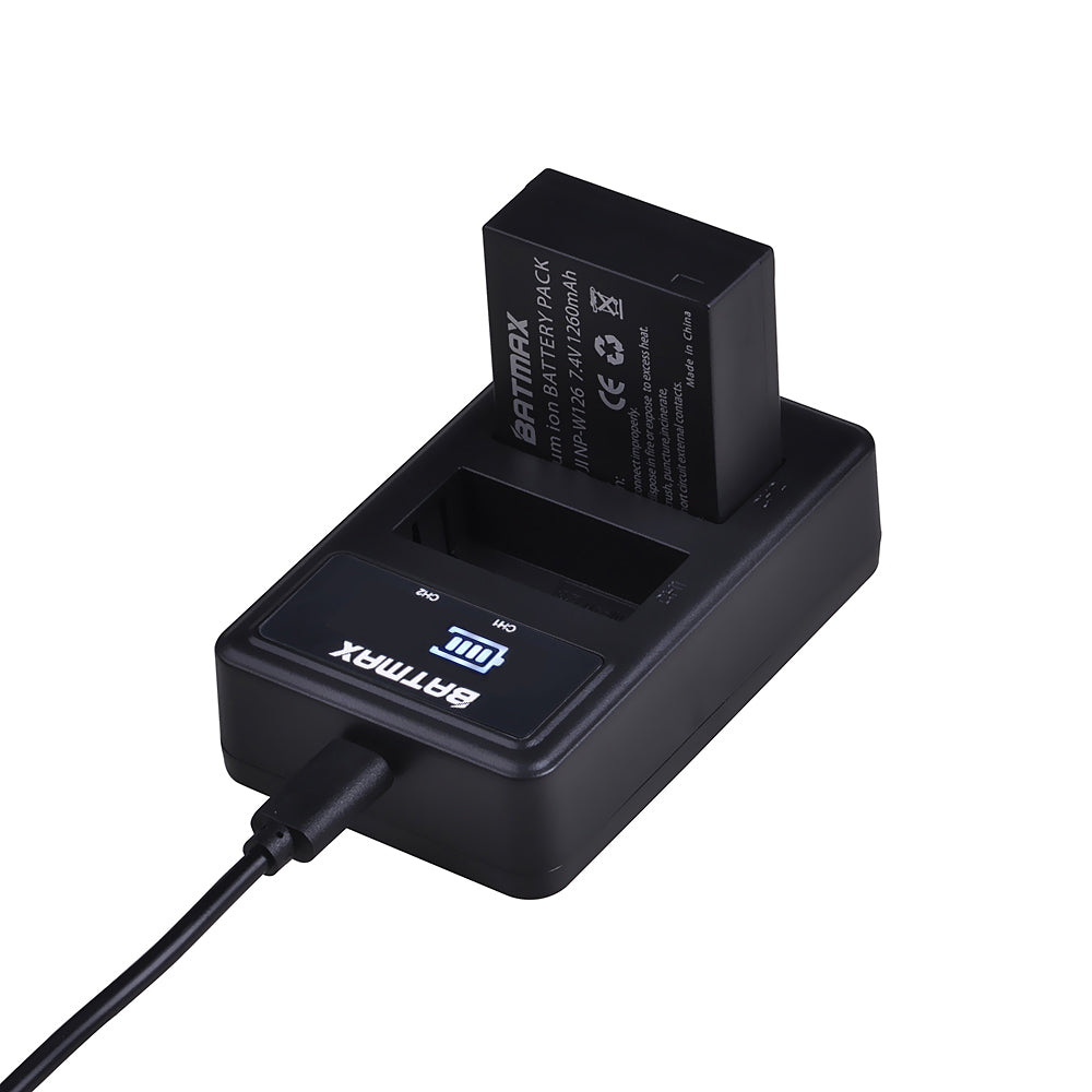 Chargeur + batteries*4 Batmax Haute qualité NP-W126 pour Fuji X-Pro1 X-T1, HS30EXR HS33EXR...