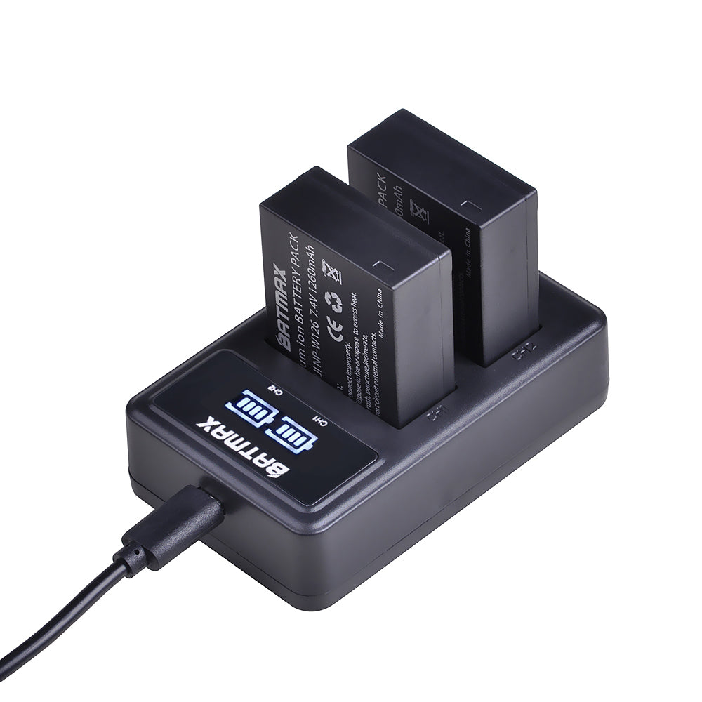 Chargeur + batteries*4 Batmax Haute qualité NP-W126 pour Fuji X-Pro1 X-T1, HS30EXR HS33EXR...