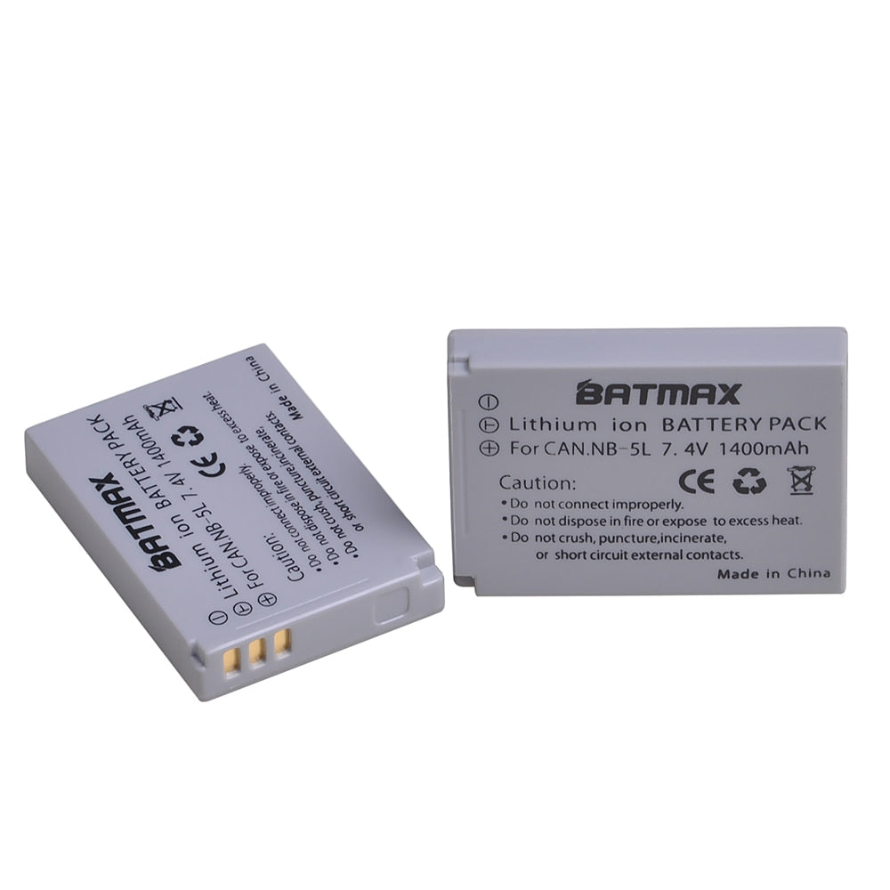 Batterie Batmax *2 NB-5L haute qualité pour Canon PowerShot SX230 HS, SX210 HS, SX200 HS, S100, S110