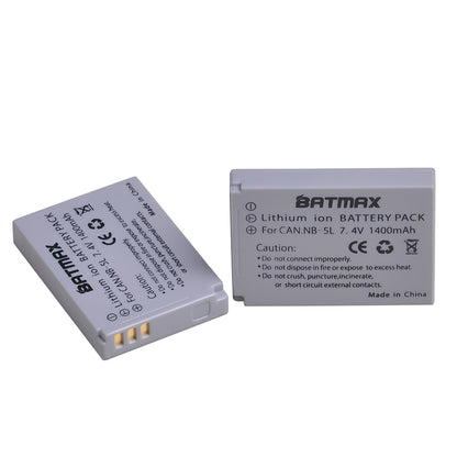 Batterie Batmax *2 NB-5L haute qualité pour Canon PowerShot SX230 HS, SX210 HS, SX200 HS, S100, S110