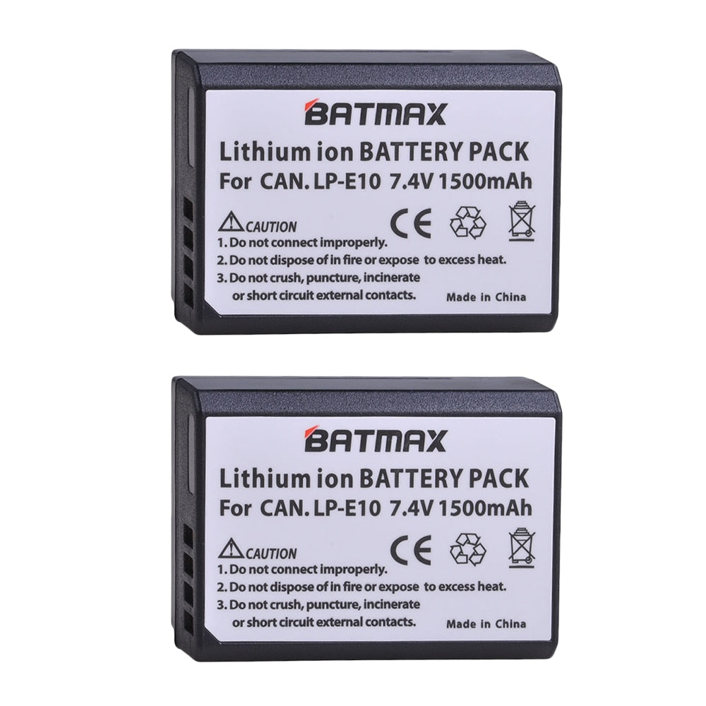Batteries Batmax haute qualité *2 LP-E10 pour Canon 1300D Kiss X80 Rebel T6...