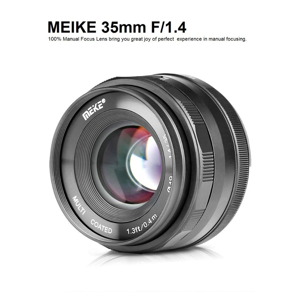 Objectif Meike 35mm f1.4 pour Sony E-mount A7R A6500/Fuji X-T3/Canon EOS-M M6 plein format +APS-C