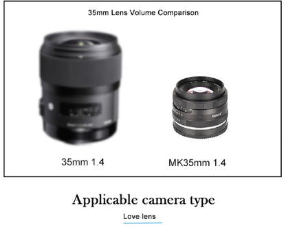 Objectif Meike 35mm f1.4 pour Sony E-mount A7R A6500/Fuji X-T3/Canon EOS-M M6 plein format +APS-C